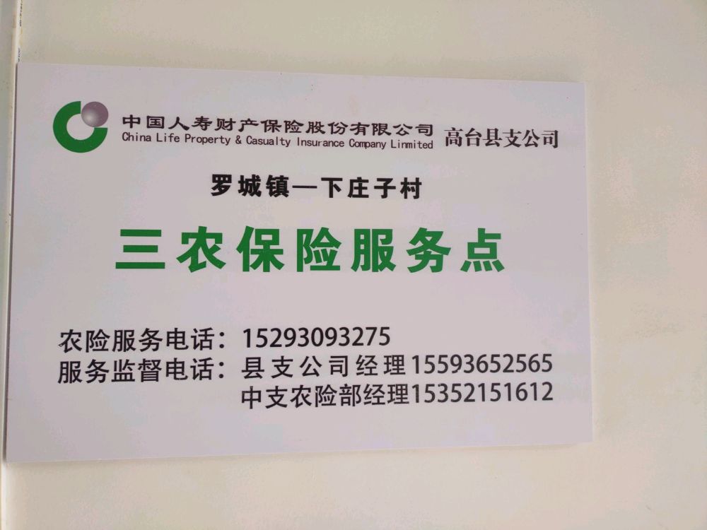 中国人寿财产保险股份有限公司高台县支公司罗城镇下庄子村三农保险服务点