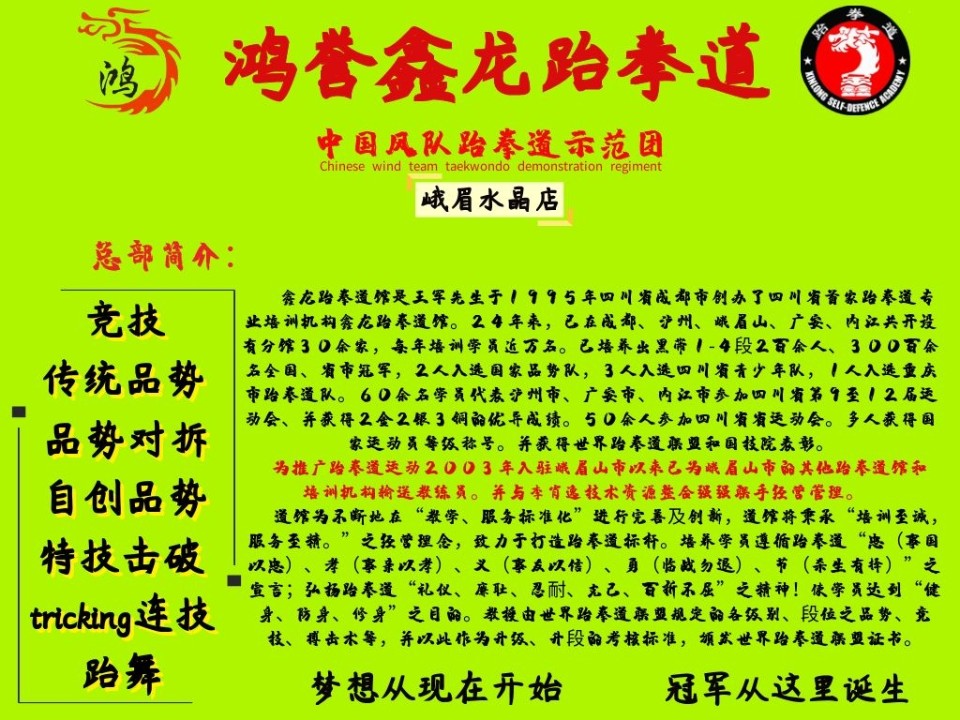 峨眉山市鸿誉跆拳道馆(峨眉水晶广场店)