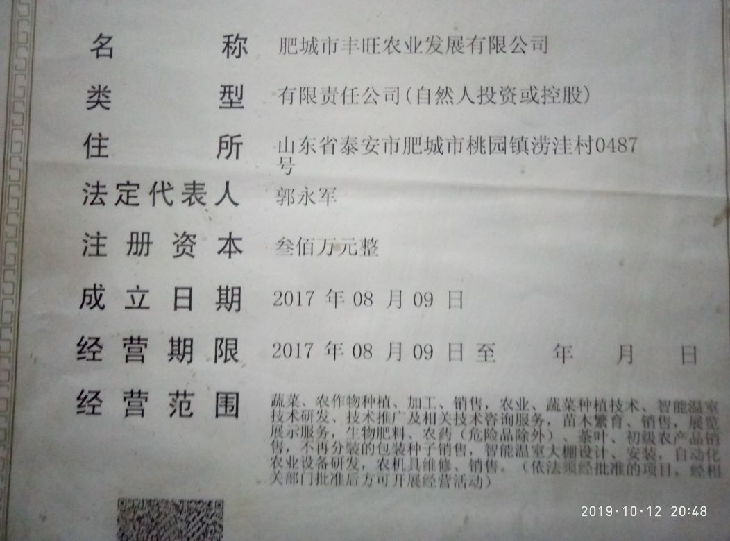 山东省泰安市肥城市桃园镇涝洼村0487号